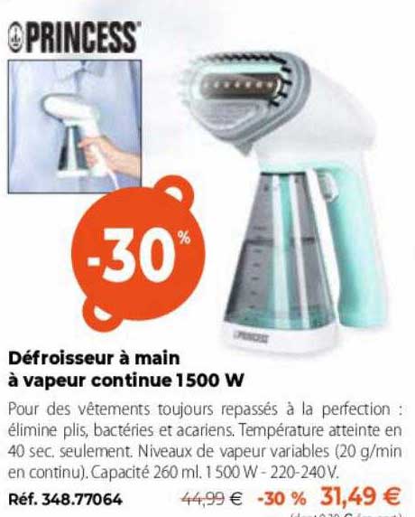 Défroisseur à Main à Vapeur Continue 1500 W Princess