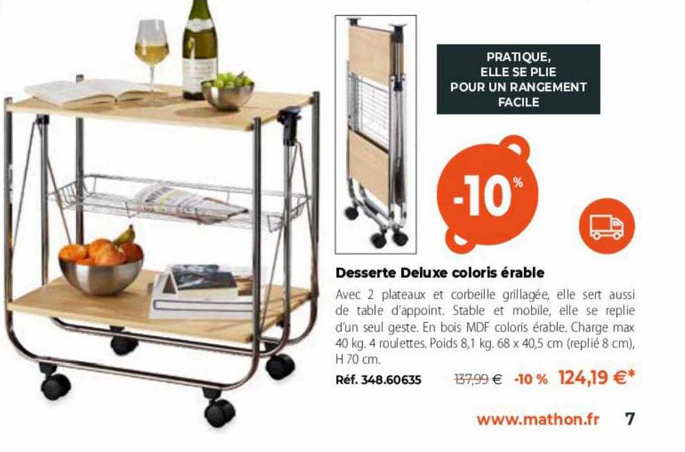 desserte deluxe coloris érable