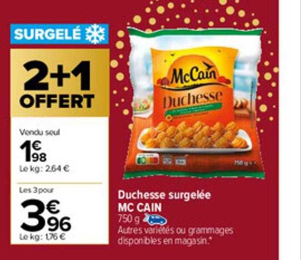 duchesse surgelée mc cain