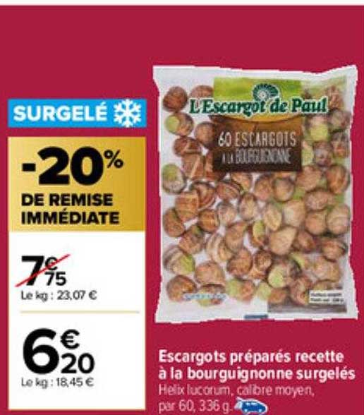 Escargots Préparés Recette à La Bourguignonne Surgelés