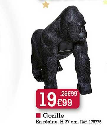 Gorille En Résine H 37 Cm