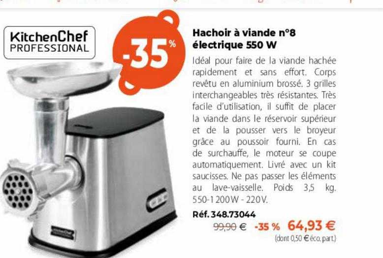 hachoir à viande n°8 électrique 550 w kitchenChef professional