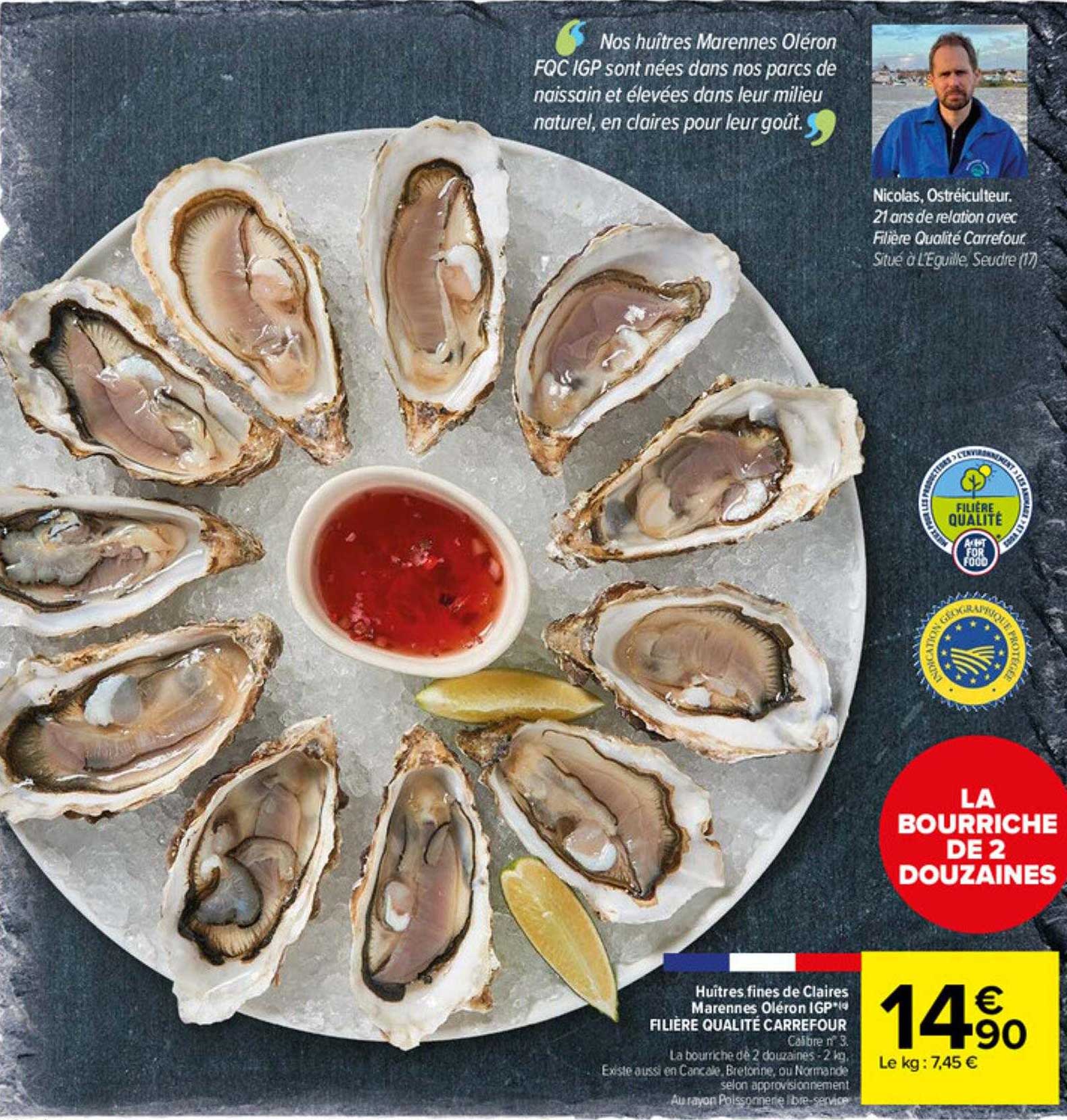 huître fines de claires marennes oléron igp filière qualité carrefour