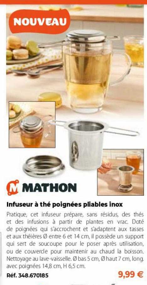 infuseur à thé poignées pliables inox