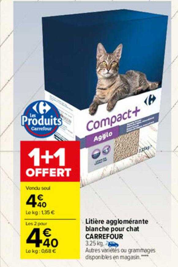 Litière Agglomérante Blanche Pour Chat Carrefour