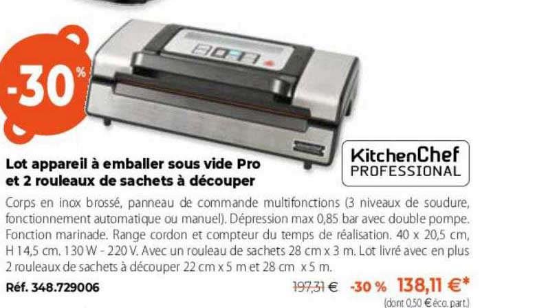 lot appareil à emballer sous vide pro et 2 rouleaux de sachets à découper