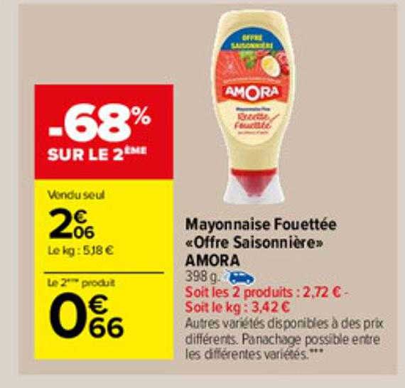 mayonnaise fouettée «offre saisonnière» amora