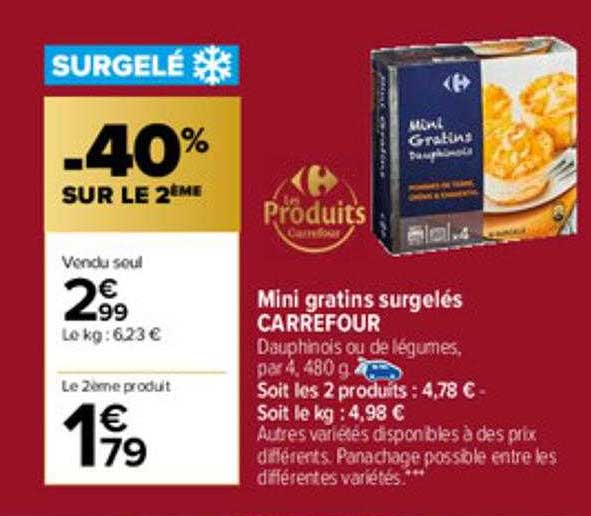 mini gratins surgelés