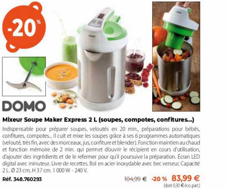 mixeur soupe maker express 2 l (soupes, compotes, confitures...)