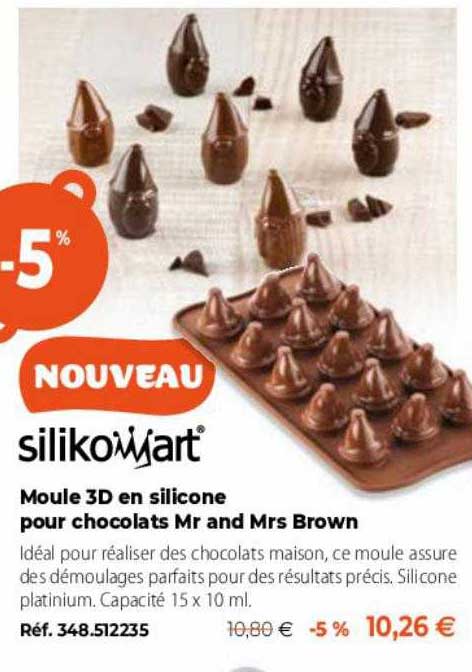 moule 3d en silicone pour chocolats mr and mrs brown