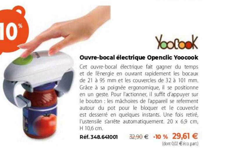 ouvre-bocal électrique openclic yoocook