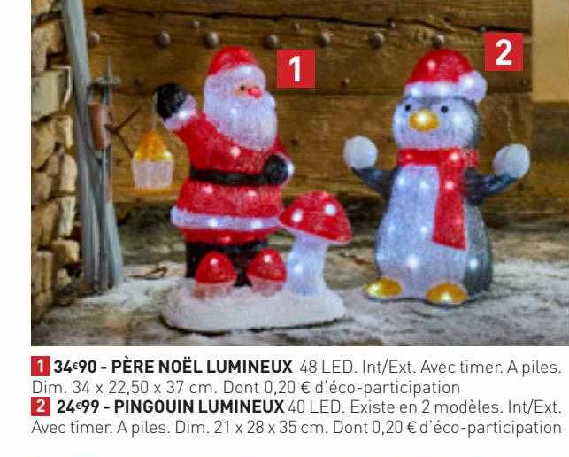 père noël lumineux pingouin lumineux