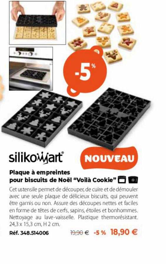 plaque à empreintes pour biscuits de noël "voilà cookie"
