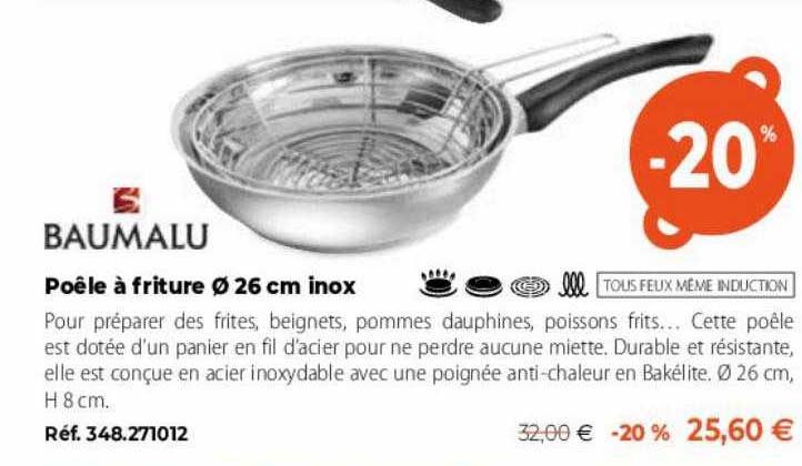 Poêle à Friture ø 26 Cm Inox Baumalu
