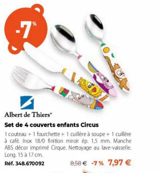 set de 4 couverts enfants circus albert de thiers
