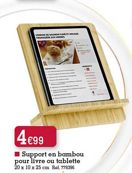 supporte en bambou pour livre ou tablette
