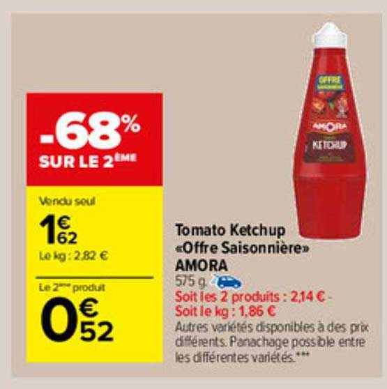 tomato ketchup «offre saisonnière» amora