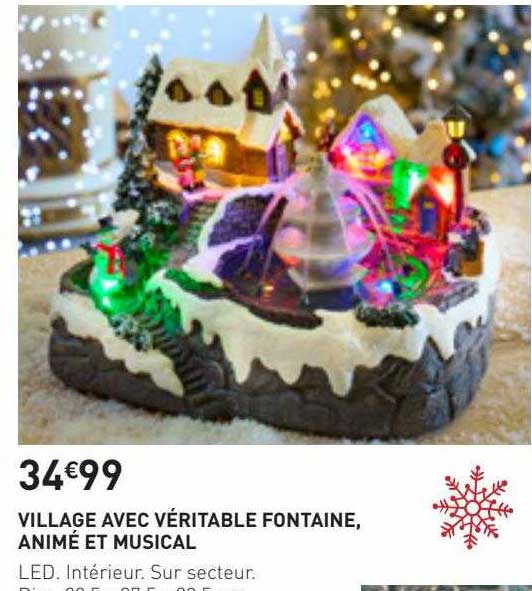 village avec véritable fontaine animé et musical