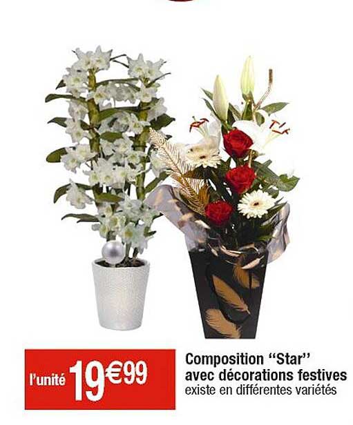 composition "star" avec décorations festives