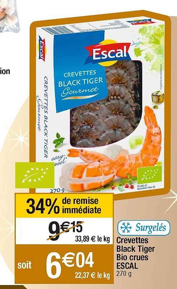 crevettes black tiger bio crues escal