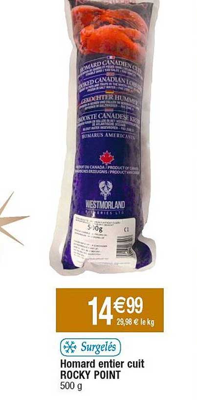 homard entier cuit rocky point