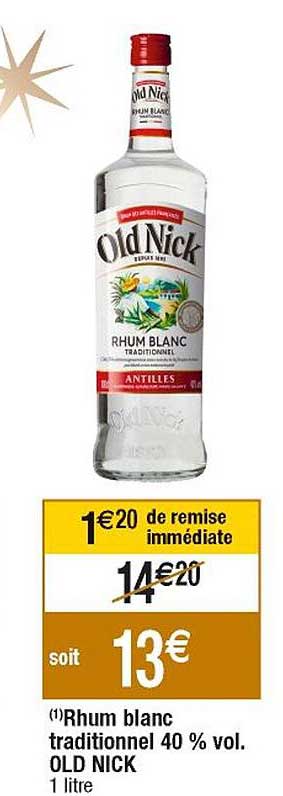 rhum blanc traditionnel 40% vol. old nick