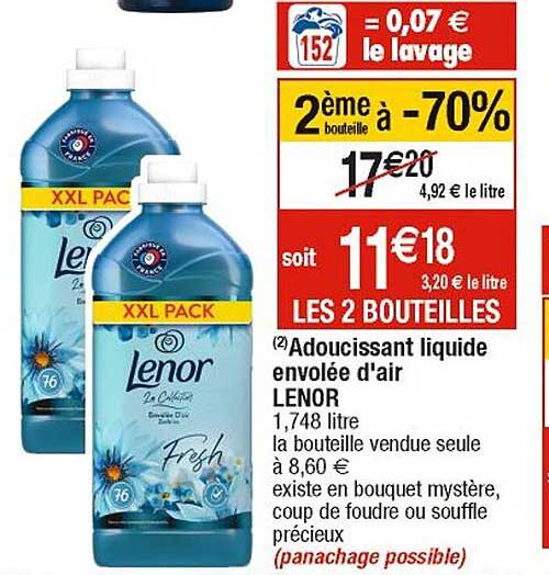 adoucissant liquide envolée d'air lenor