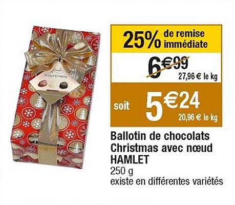 ballotin de chocolats christmas avec nœud hamlet