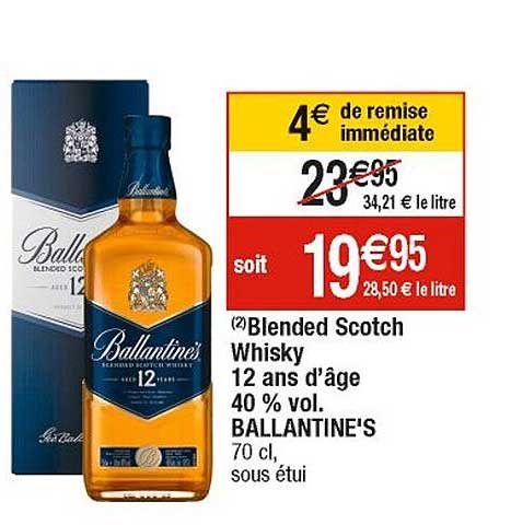 blended scotch whisky 12 ans d'âge 40% vol. ballantine's