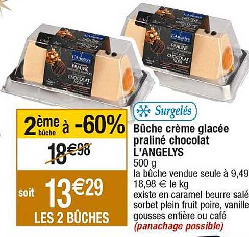 Bûche Crème Glacée Praliné Chocolat L'angelys