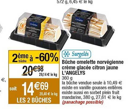 bûche omelette norvégienne crème glacée citron jaune l'angelys