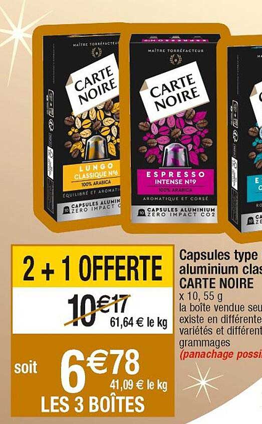 capsules type aluminium classique carte noire