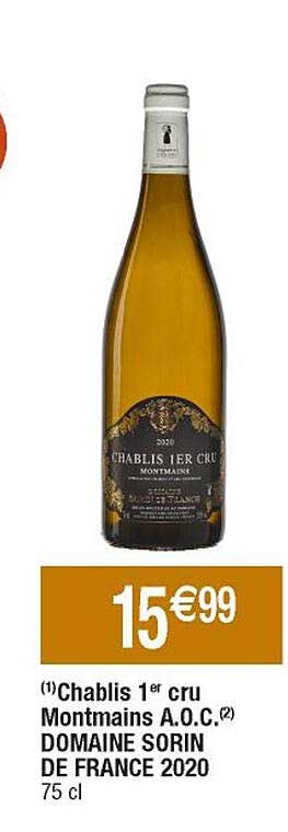 chablis 1er cru montmains a.o.c. domaine sorin de france 2020