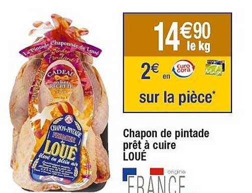 chapon de pintade prêt à cuire loué