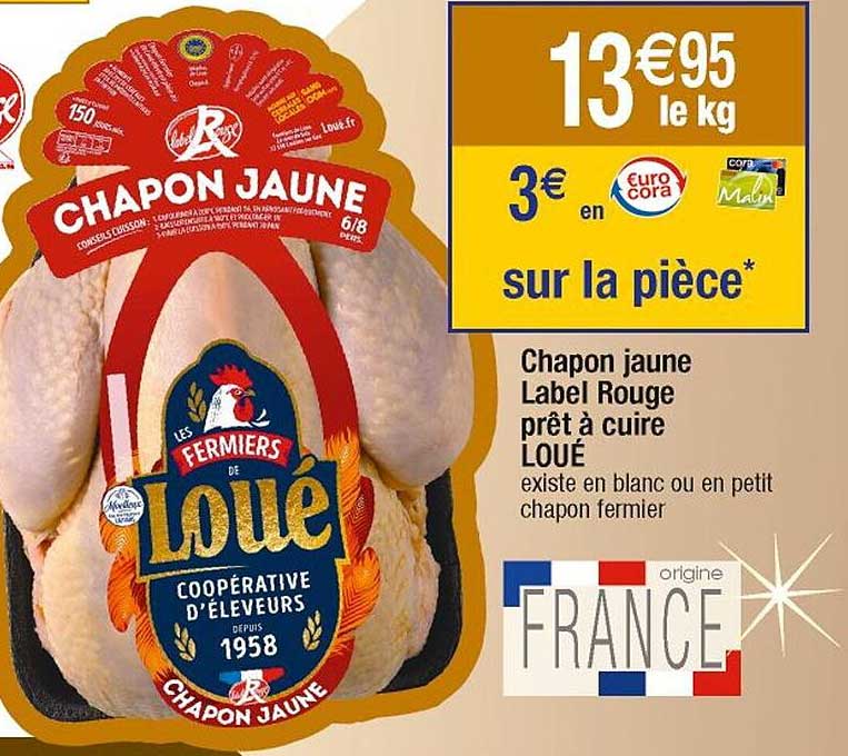 chapon jaune label rouge prêt à cuire loué