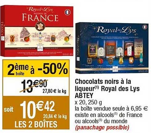 chocolats noirs à la liqueur royal des lys abtey
