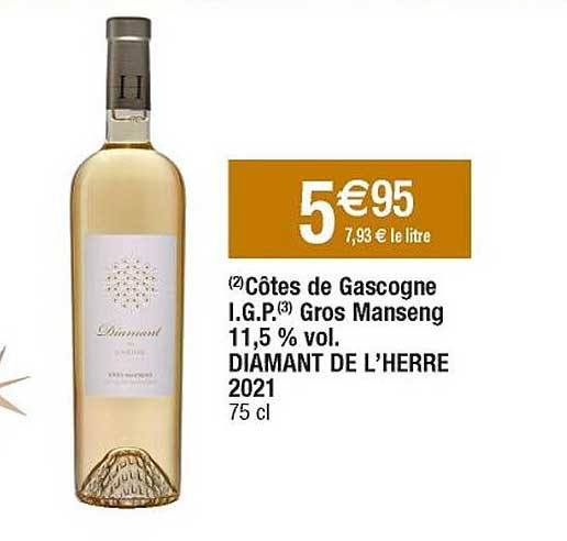 côtes de gascogne i.g.p. gros manseng 11,5% vol. diamant de l'herre 2021