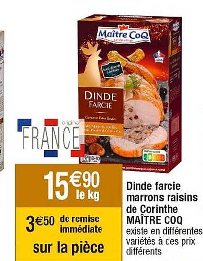 dinde farcie marrons raisins de corinthe maître coq