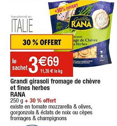grandi girasoli fromage de chèvre et fines herbes rana