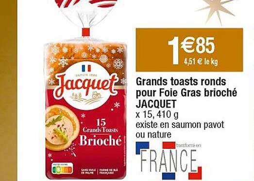 grands toasts ronds pour foie gras brioché jacquet