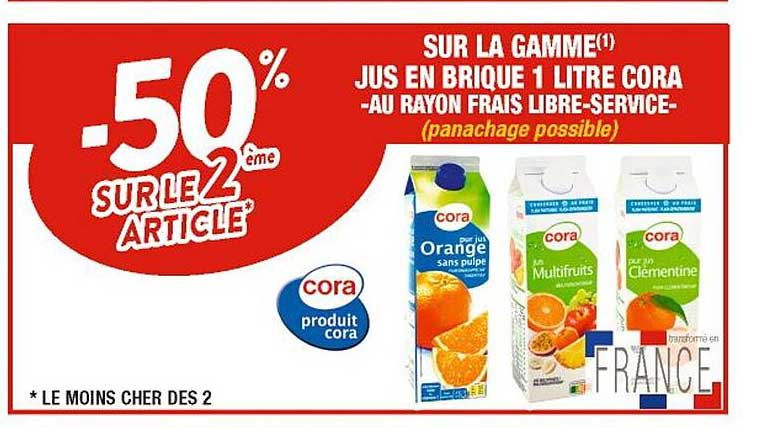 la gamme jus en brique 1 litre cora