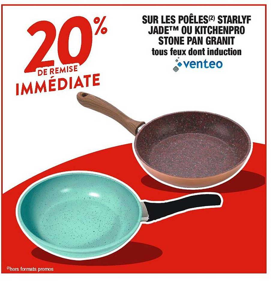 les poêles starlyf jade ou kitchenpro stone pan granit venteo