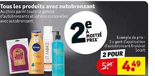 les produits avec autobronzant