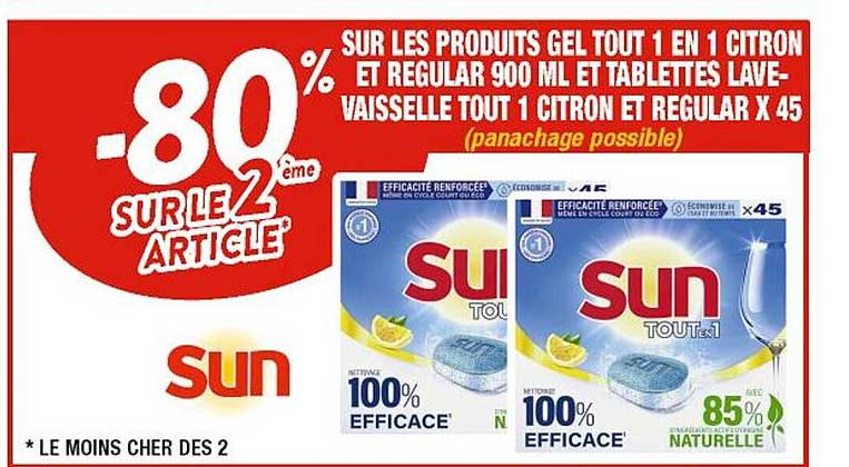 les produits gel tout 1 en 1 citron et régular 900ml et tablettes lave-vaisselle tout 1 citron et régular x 45