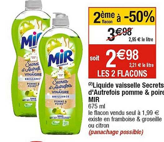 liquide vaisselle secrets d'autrefois pomme & poire mir