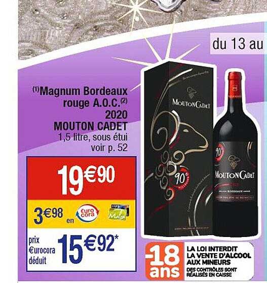 magnum bordeaux rouge a.o.c. 2020 mouton cadet