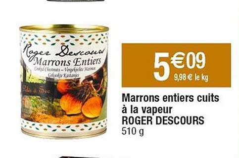 Marrons Entiers Cuits à La Vapeur Roger Descours