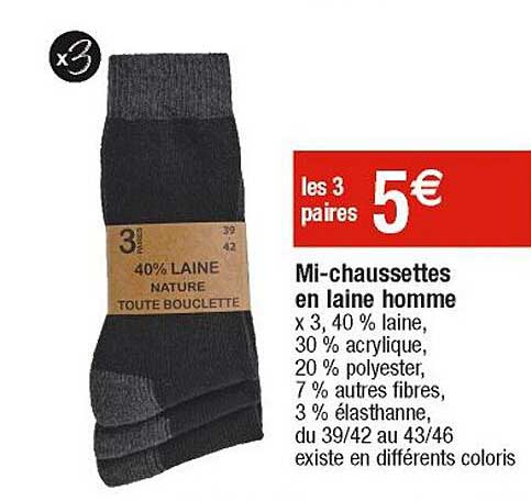 mi-chaussettes en laine homme