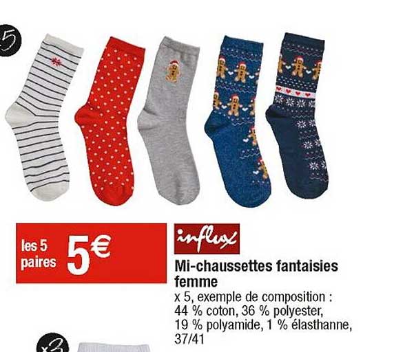 mi-chaussettes fantaisies femme influx