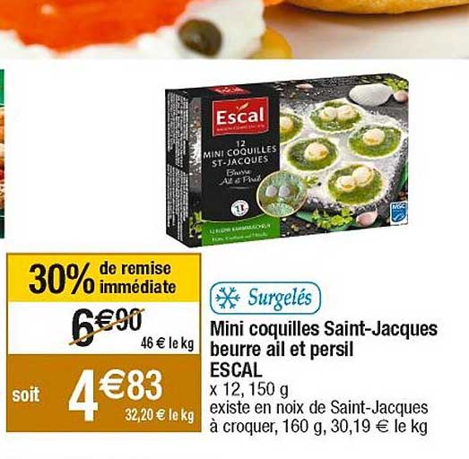 mini coquilles saint-jacques beurre ail et persil escal